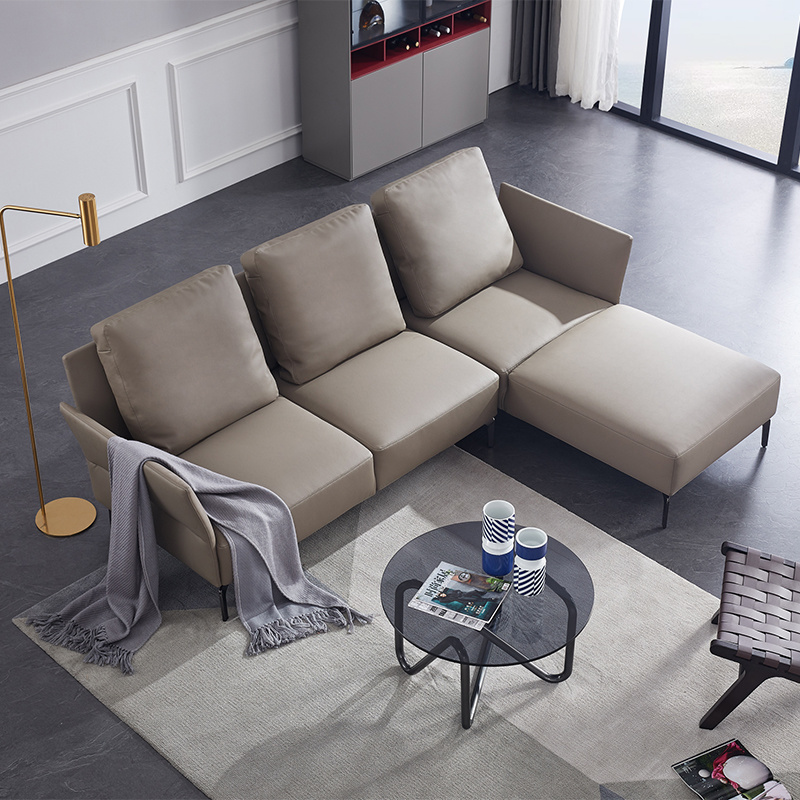 Nordic Style Hotel Home Living Room Leather Corner Sofa