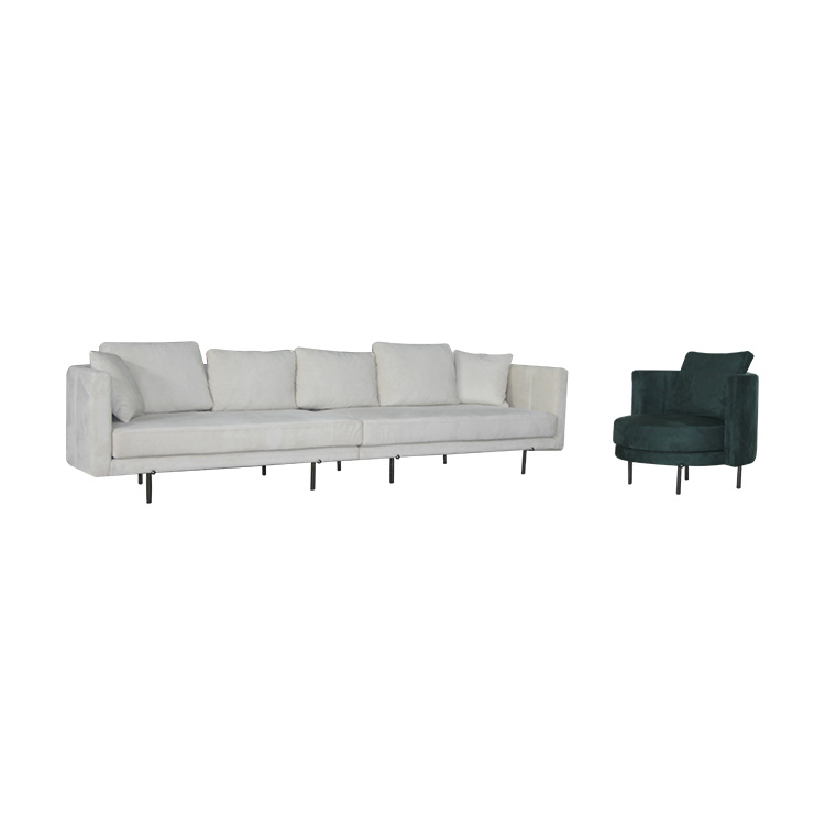 Modern Fabric Sofa Hotel Home Living Room Italian Design Metal Leg Leisure Sofa Furniture
