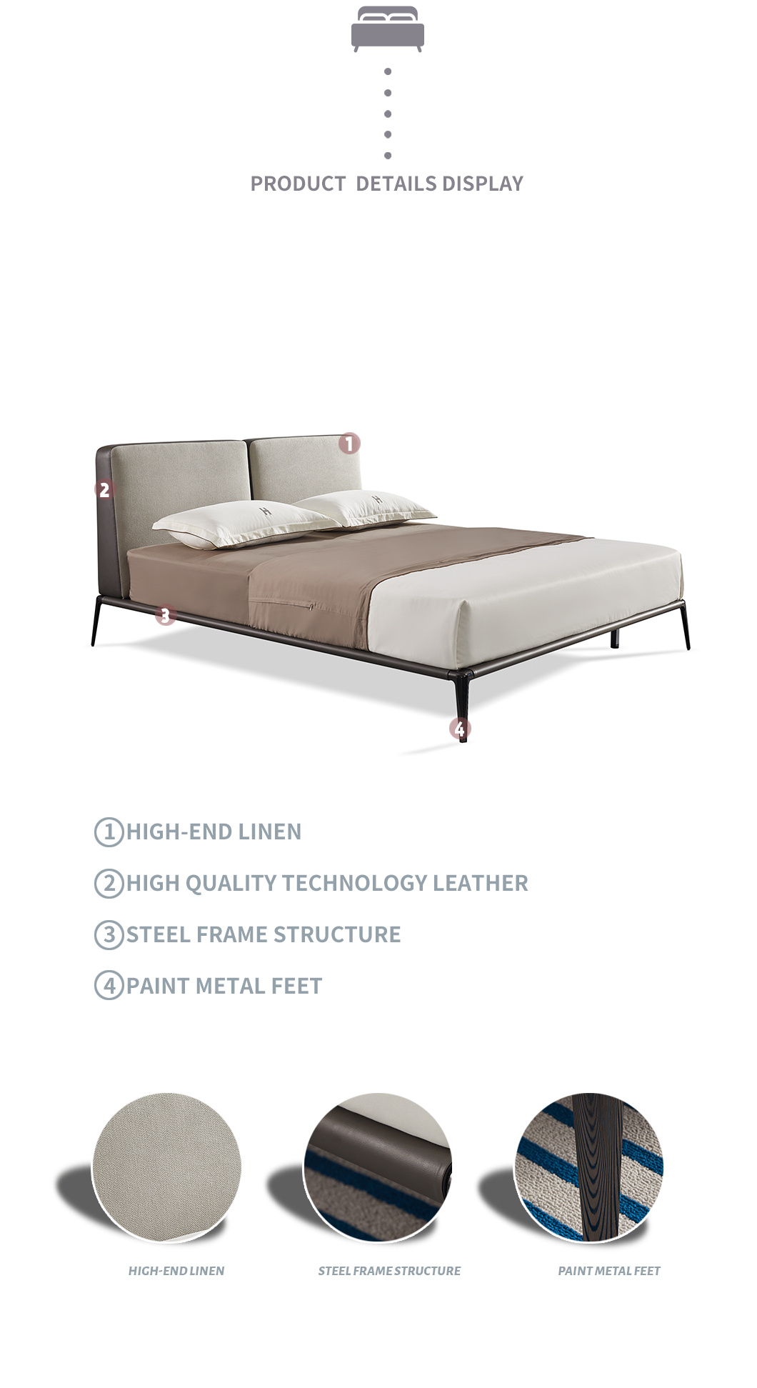 2022 New Design High Quality Technology Leather Bed Bedroom Furniture
