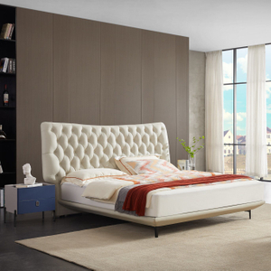 Customization Top Real Leather Solid Bedroom Bed