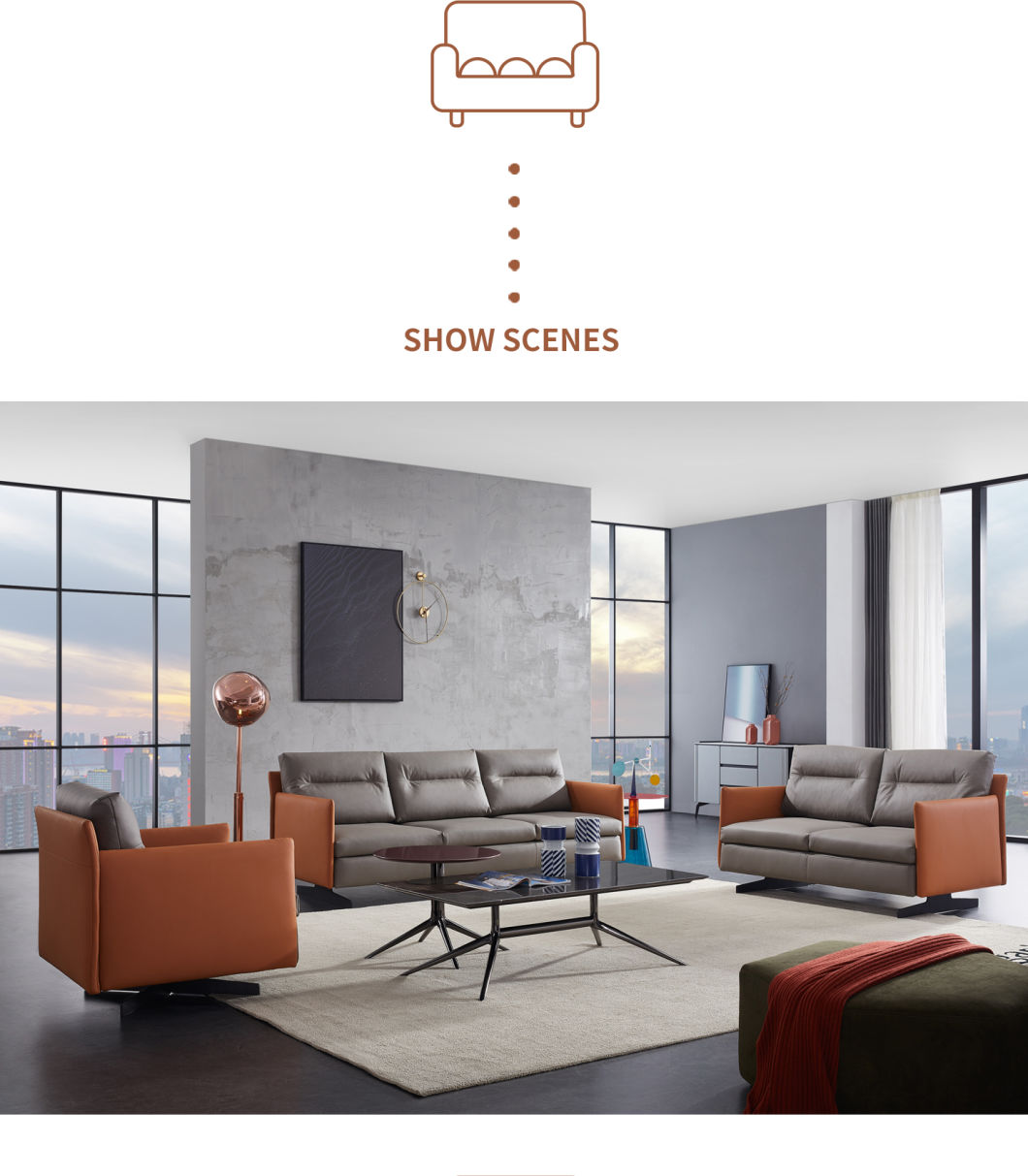 Modern Living Room Single Seater High Quality Nappa Leather Sofa Set