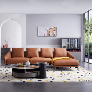 Italian Sectional Villa Living Room L Shape Corner Leather Sofa