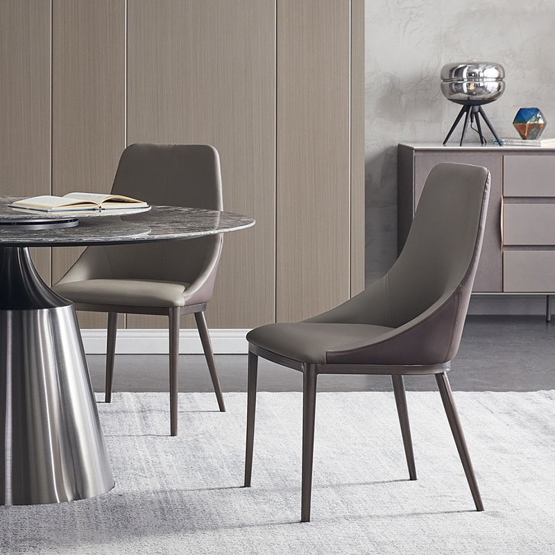 Nordic Stainless Steel Modern Dining Room Leather Dining Chair