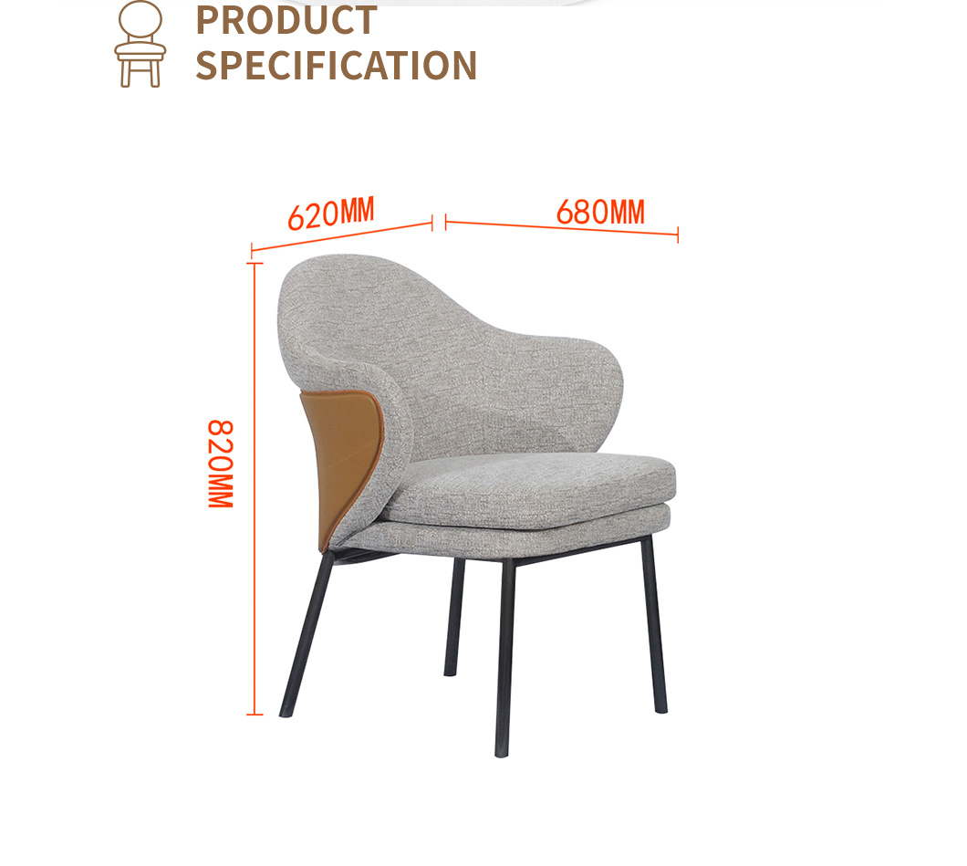 Stainless Steel Metal Leg Leather Linen Dining Chair