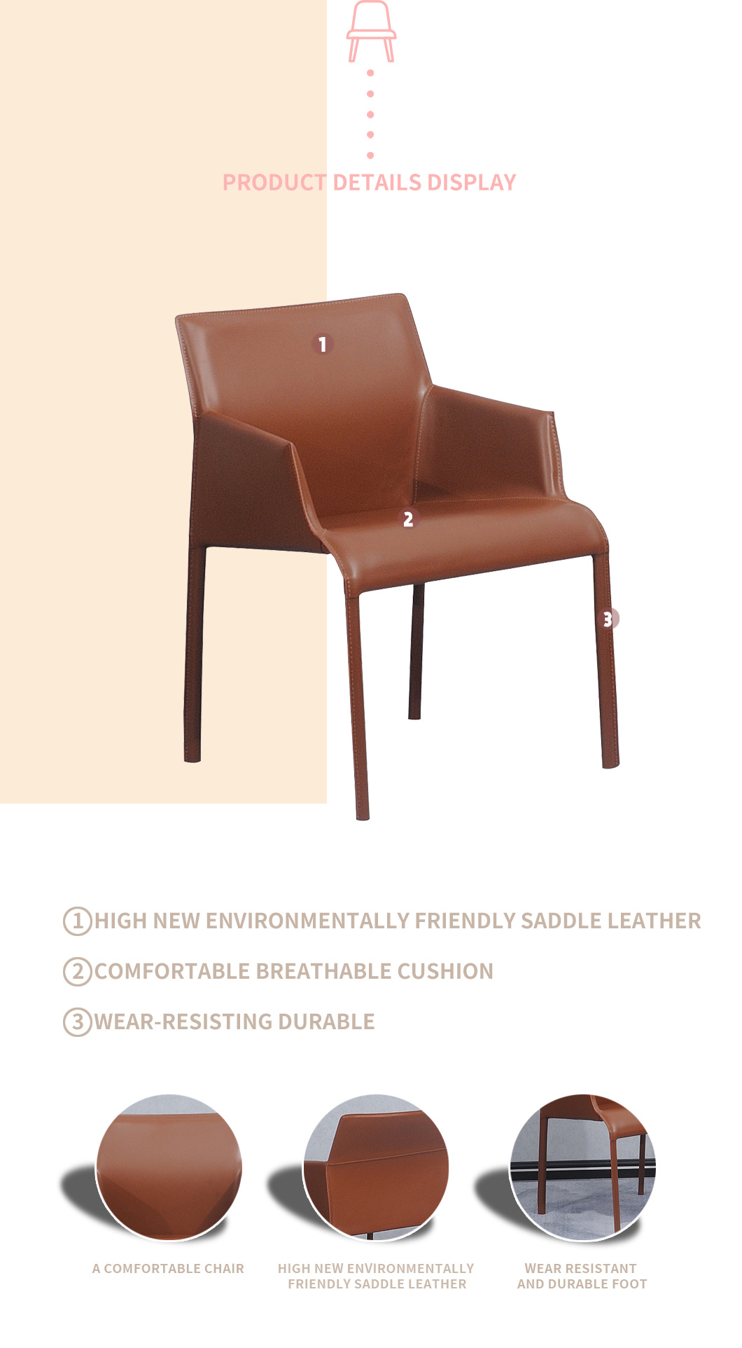 Hot Sale Wholesale MID Century Leather Cover Dining Chair
