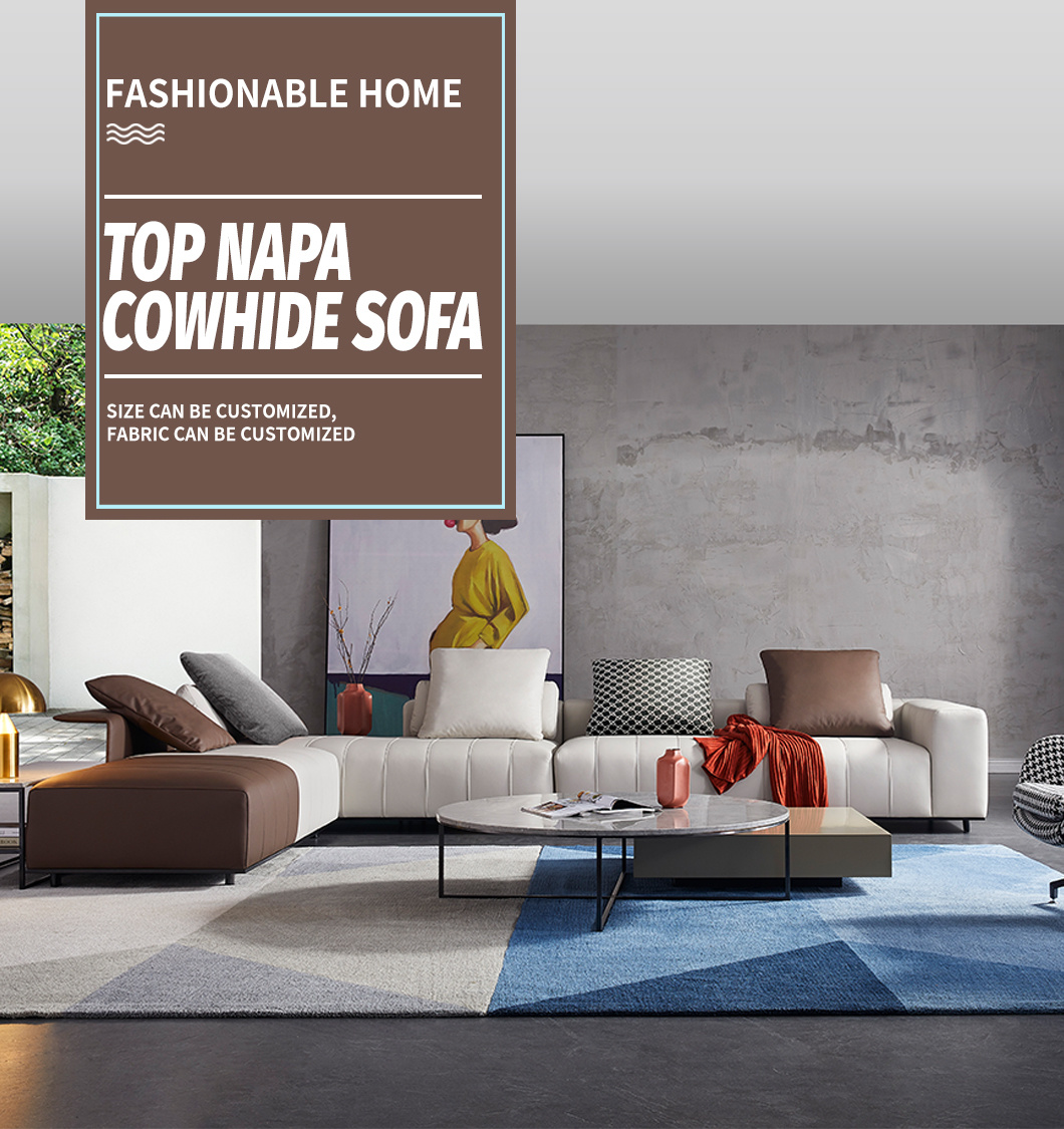 Italian Style Living Room Sectional Leather Sofa Set