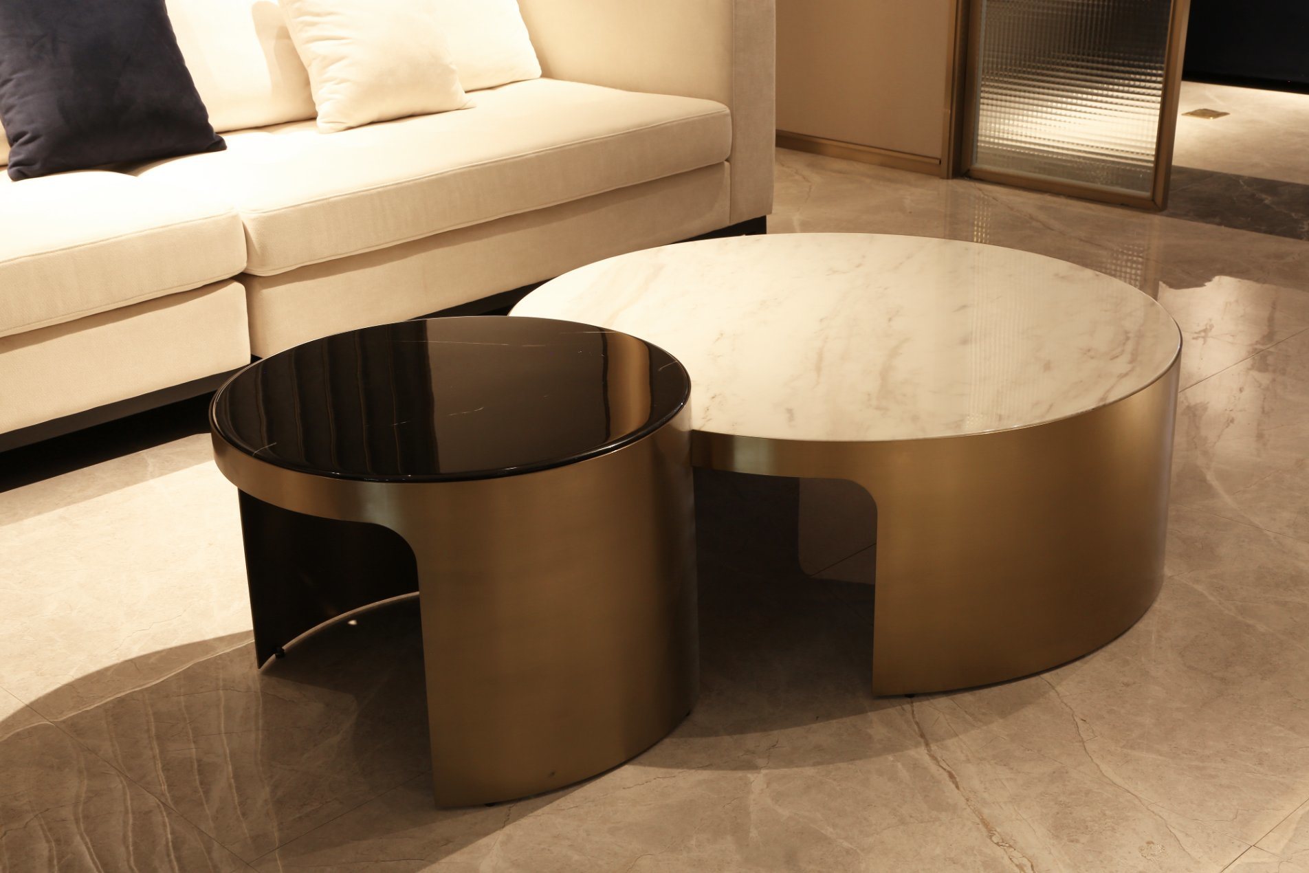 Stainless Steel Marble Center Coffee Table Furniture