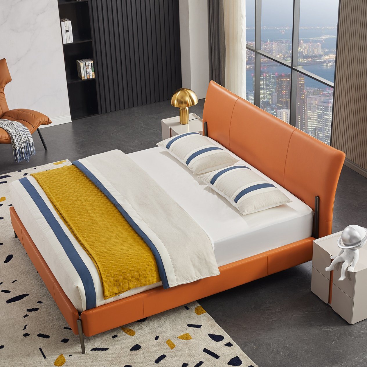 Modern Home Hotel Bedroom Leather King Bed