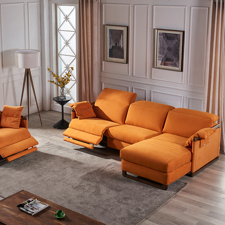 Electric Fabrric Sofa Combination Modern Contracted Italian Style Multifunctional Size Living Room Lazy Corner Sofa