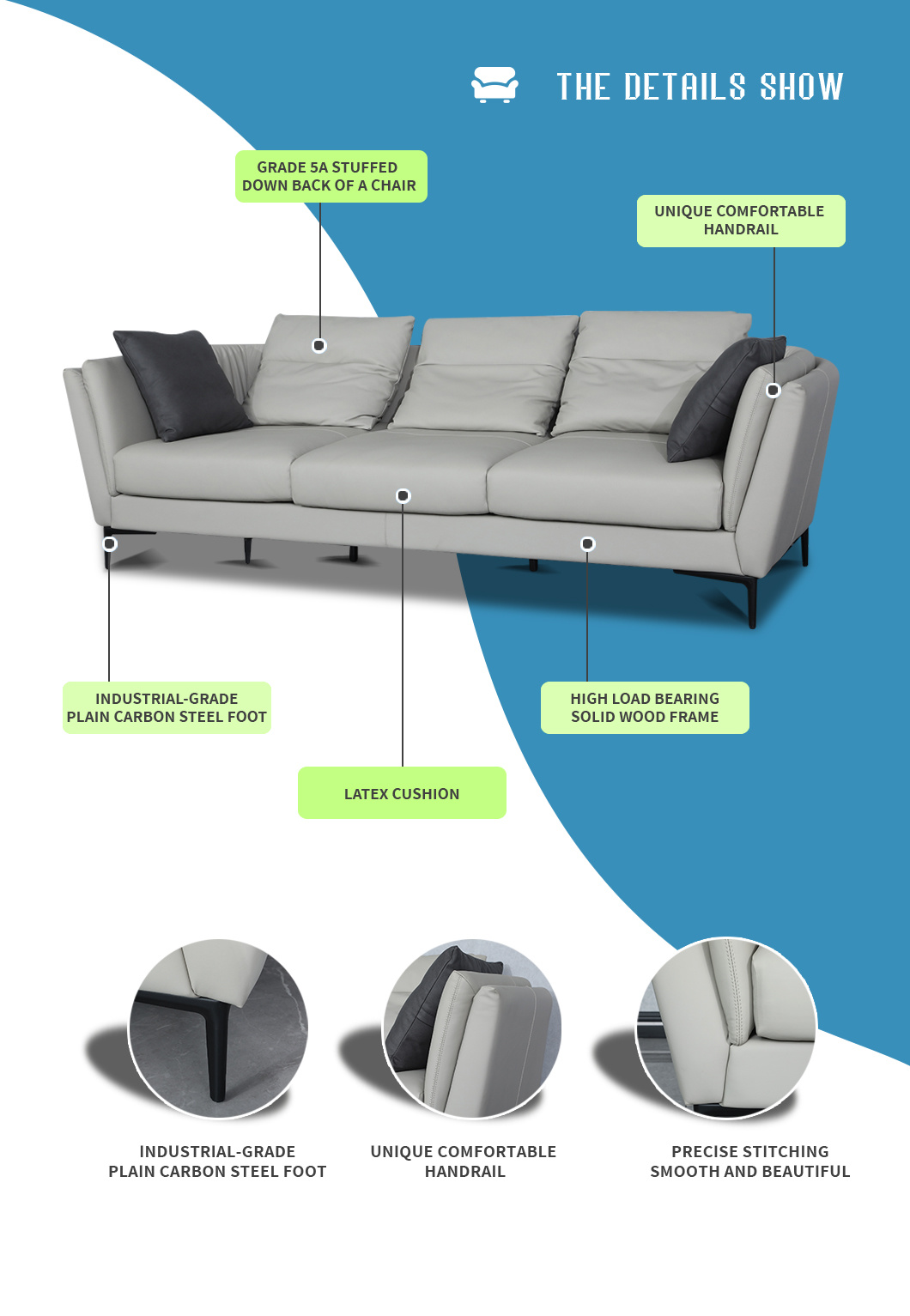 High Luxury Italian Latex Sofa Office Furniture