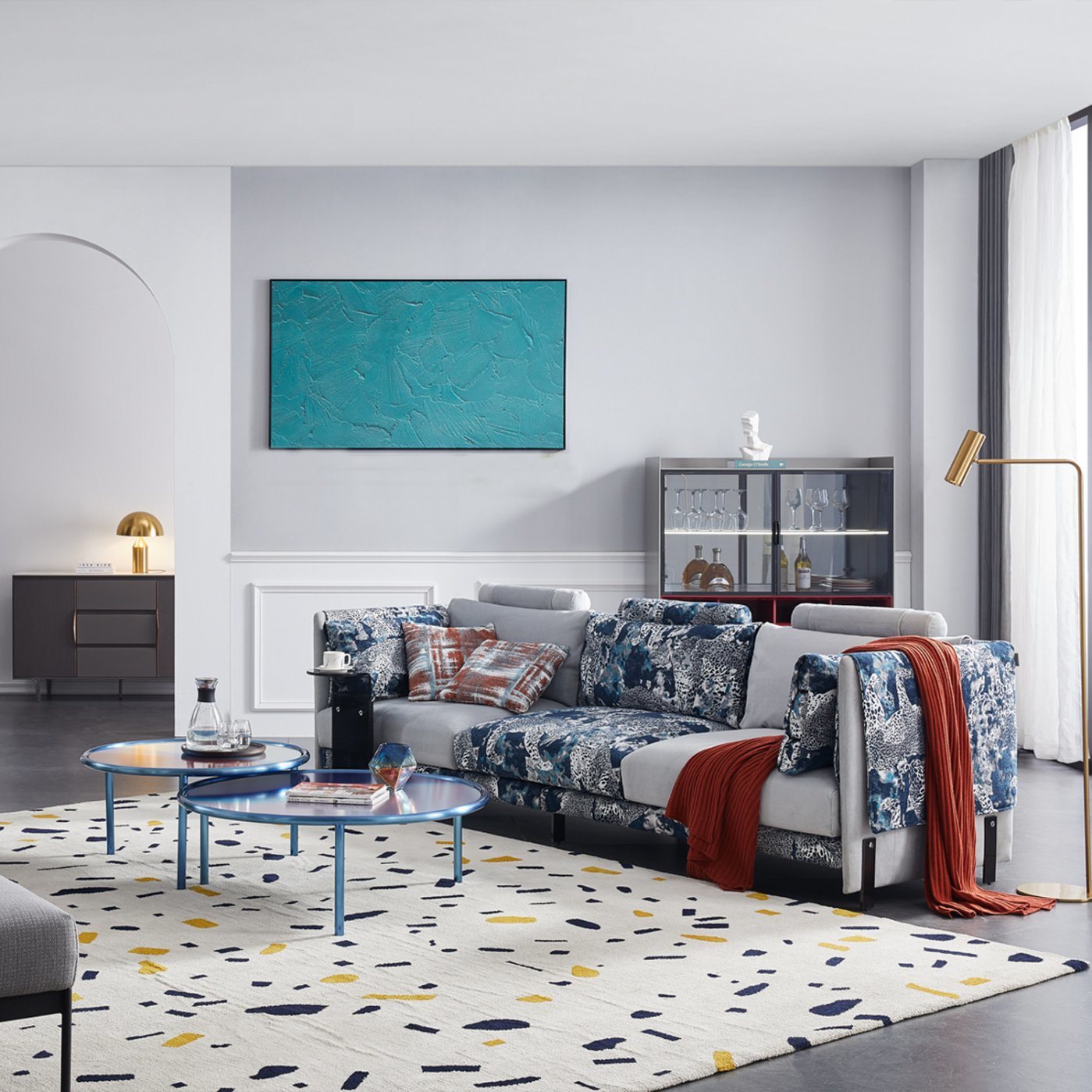High End Customized Living Room Fabric Corner Sofa