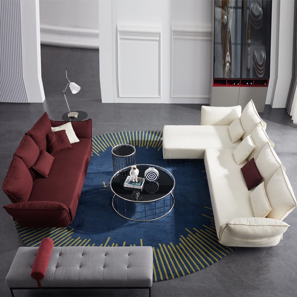 Modern Nordic Living Room Wood Frame Fabric Sofa